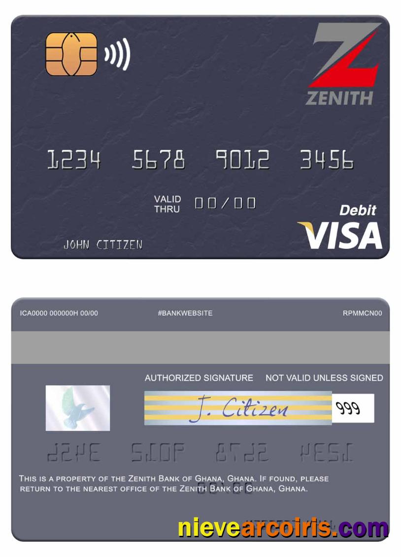Ghana Zenith Bank of Ghana visa debit card